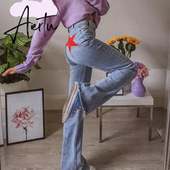Aiertu Vintage High Waist Jeans Woman Casual Elegant Long Trousers Ladies High Street Autumn Fashion Denim Pants Capris Aiertu