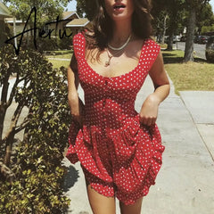 Aiertu Vintage Ladies Dresses Beach Ruffle Yellow Casual Mini Sexy Dress Vestidos Bohemian Elegant Summer Dress Aiertu