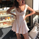 Aiertu vintage ladies dresses beach ruffle yellow casual mini sexy dress vestidos bohemian elegant Summer dress Aiertu