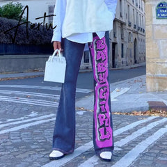 Aiertu Vintage Letter Print Y2K Straight Jeans Women Harajuku Streetwear Retro Mom Jeans Denim High Waist Aesthetic Pants Cuteandpsycho Aiertu