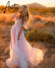 Aiertu Vintage Women Pink Princess Organza Dresses Lady Slash Neck Evening Party Ball Gown Long Dress Fairytale Beach Formal Dress XXL Aiertu