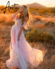 Aiertu Vintage Women Pink Princess Organza Dresses Lady Slash Neck Evening Party Ball Gown Long Dress Fairytale Beach Formal Dress XXL Aiertu