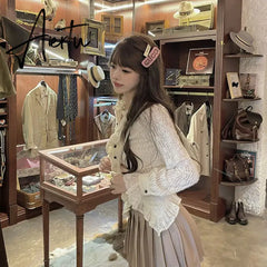 Aiertu White Ruffle Women Shirts V-neck Long Sleeve Lace Tunic Blouses Blusas Moda Sweet Korean Retro Elegant Blouse Tops Aiertu