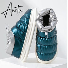 Aiertu Winter Boots for Women Cotton Shoes with Fur Waterproof Down Non-slip Outer Wear Thick Bottom Warm Furry Female Ankle Boot Aiertu