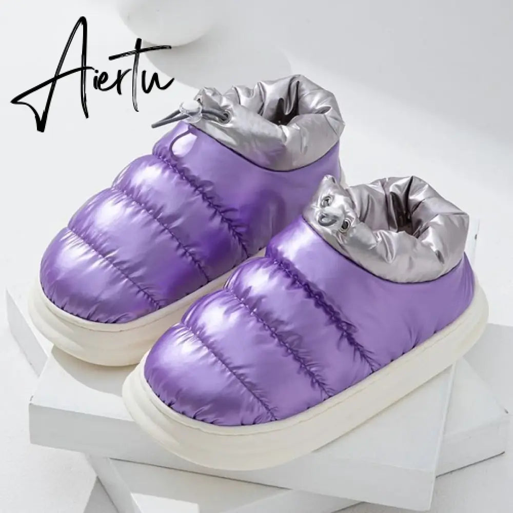 Aiertu Winter Boots for Women Cotton Shoes with Fur Waterproof Down Non-slip Outer Wear Thick Bottom Warm Furry Female Ankle Boot Aiertu