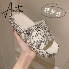 Aiertu Woman Fashion Streetwear Slippers Solid Color Simple Slippers Anti-Slip Bathroom Slippers For Women Girls Minimalist Sandals Aiertu
