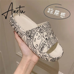 Aiertu Woman Fashion Streetwear Slippers Solid Color Simple Slippers Anti-Slip Bathroom Slippers For Women Girls Minimalist Sandals Aiertu