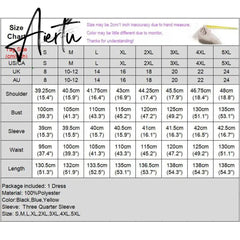 Aiertu Women Casual 2/3 Sleeve Irregular Maxi Dress Robe Spring O Neck Asymmetrical Pleated Vestidos Elegant Long Sundress Aiertu