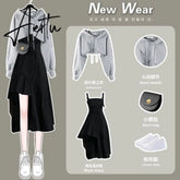 Aiertu Women Dress Suit Autumn New Temperament Dress Design Sense Niche Strap Skirt Two-piece Sets Elegant Sweet Girl Streetwear Aiertu