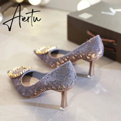 Aiertu Women Elegant Party Wedding Pumps Pointed High Heels Stiletto All-match shoes for woman Sexy Girl lady Single Shoes Aiertu