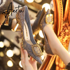 Aiertu Women Elegant Party Wedding Pumps Pointed High Heels Stiletto All-match shoes for woman Sexy Girl lady Single Shoes Aiertu