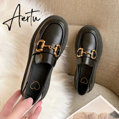 Aiertu Women Flat Loafers Shoes Japanese Style Vintage Shoes Metal Decoration Platform Mary Jane Shoes sapatos femininos Lolita Shoes Aiertu