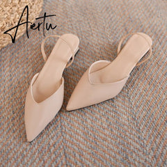 Aiertu Women Flats Pointed Toe Lady Flat Heel Shoes Slip on Loafers Office Lady Elegant Shoes Soft Sole Comfortable Big Size 43 Aiertu
