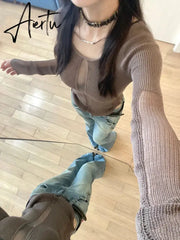 Aiertu Women Gyaru Japanese Harajuku Y2K Streetwear Low Rise Flare Denim Pants Jeans 2000s Vintage Bell-Bottom Trousers Kpop Goth Tide Aiertu
