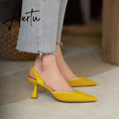 Aiertu Women High Heels Brand Pumps Shoes Pointed Toe Slingback Summer Sexy Zapatos De Mujer Plataforma Sandales Sapatos Feminino Aiertu