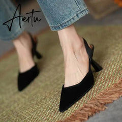 Aiertu Women High Heels Brand Pumps Shoes Pointed Toe Slingback Summer Sexy Zapatos De Mujer Plataforma Sandales Sapatos Feminino Aiertu