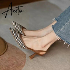 Aiertu Women High Heels Brand Pumps Shoes Pointed Toe Slingback Summer Sexy Zapatos De Mujer Plataforma Sandales Sapatos Feminino Aiertu