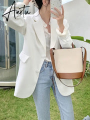 Aiertu Women Long-Sleeved Solid Fashion Jacket Female Casual Single-breasted Blazer Outerwear Office Lady Classic Coat Aiertu