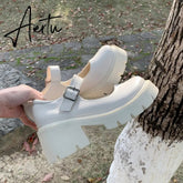 Aiertu Women Mary Jane Shoes Woman Vintage Girls High Heel Platform Lolita Shoes Japanese Style College Student Shoes Big Size 43 Aiertu