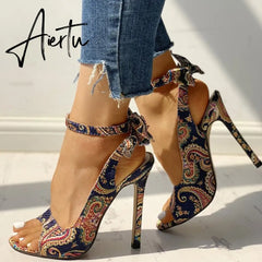 Aiertu Women pumps lace up wedding Shoes Sandals Summer Low Heel Shoes PU Gladiator Luxury Shoes Women Designers Zapatos De Mujer Aiertu