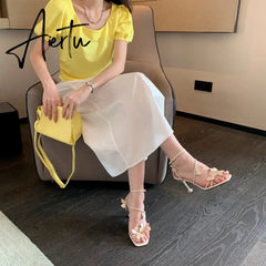 Aiertu Women Sandals Shoes Sexy High Heels Buckle Strap Sandals Summer Party Dress Pumps NEW Woman Shoes High Heels Sexy Aiertu