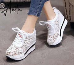 Aiertu women shoes white platform wedge sneakers high heel sneakers shoes women casual mesh Breathable shoes zapatillas mujer Aiertu