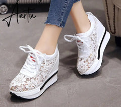 Aiertu women shoes white platform wedge sneakers high heel sneakers shoes women casual mesh Breathable shoes zapatillas mujer Aiertu