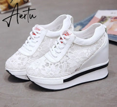 Aiertu women shoes white platform wedge sneakers high heel sneakers shoes women casual mesh Breathable shoes zapatillas mujer Aiertu