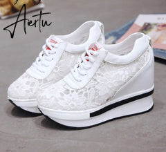Aiertu women shoes white platform wedge sneakers high heel sneakers shoes women casual mesh Breathable shoes zapatillas mujer Aiertu