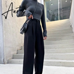 Aiertu Women Suit Pants Spring Office Lady Long Trousers New Autumn Solid Loose High Waist Pant Vestodo Female Pants Aiertu