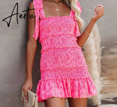Aiertu Women Tiered Ruffle Ruched Cami Dress Casual Dress Elegant Fashion Chic Dress Aiertu