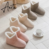 Aiertu Women Winter Slippers Warm Plush Slip-on Couples Home Floor Shoes Anti-slip Comfortable Flats Female Warm Faux Fur Slippers Aiertu