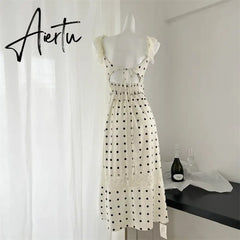 Aiertu Women's A-line Evening Dress Y2k 90s Vintage Harajuku Elegant Off Shoulder Dot Dress Party Club One Piece Frocks Clothes Summer Aiertu