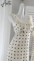 Aiertu Women's A-line Evening Dress Y2k 90s Vintage Harajuku Elegant Off Shoulder Dot Dress Party Club One Piece Frocks Clothes Summer Aiertu
