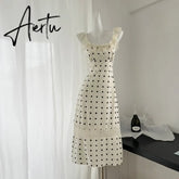 Aiertu Women's A-line Evening Dress Y2k 90s Vintage Harajuku Elegant Off Shoulder Dot Dress Party Club One Piece Frocks Clothes Summer Aiertu