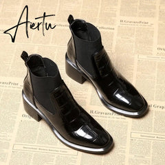 Aiertu Women's Heels Martin Boots High Booties Woman Autumn Winter Plush Warm Shoes Fashion Ankle Short Boot Pipe 40 Aiertu