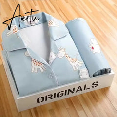 Aiertu Women's Pajamas Set Pijama Lingerie for Female Homewear Spring V-Neck Long Sleeves Trousers Suit Sleepwear Pyjamas Sets Viscose Aiertu