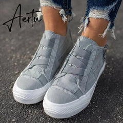 Aiertu Women's Platform Sneakers Flat Canvas Shoes for Women Elastic Band Comfortable Casual Female Vulcanized Shoes Ladies Aiertu