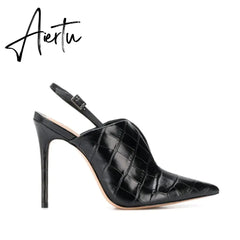 Aiertu Women's Sexy Slingback Stiletto High Heel Buckle Pumps Pointed Toe 10cm Evening Party Dress Shoes US 5-15 Aiertu