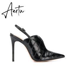 Aiertu Women's Sexy Slingback Stiletto High Heel Buckle Pumps Pointed Toe 10cm Evening Party Dress Shoes US 5-15 Aiertu