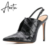 Aiertu Women's Sexy Slingback Stiletto High Heel Buckle Pumps Pointed Toe 10cm Evening Party Dress Shoes US 5-15 Aiertu