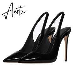 Aiertu Women's Sexy Slip on Slingback Pumps Pointed Toe Pumps 12cm Evening Party Dress Shoes High Heel Stiletto Pumps US 5-15 Aiertu