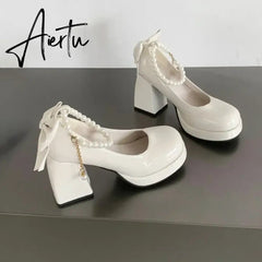 Aiertu Women's Shoes New Fashion Pu Leather Women's High Heels Party Wedding Shoes Aiertu