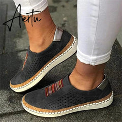 Aiertu Women's Sneakers Autumn Vulcanized Shoes Hollow Out Casual Ladies Shoes Slip On Fashion Elastic Breathable Female Footwear Aiertu