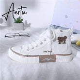 Aiertu Women's Sneakers Kawaii Shoes Sports Vulcanized High Top Flats Casual Fashion Bear Spring Cute Harajuku Canvas Dropshipping Aiertu