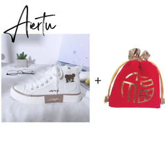 Aiertu Women's Sneakers Kawaii Shoes Sports Vulcanized High Top Flats Casual Fashion Bear Spring Cute Harajuku Canvas Dropshipping Aiertu