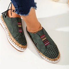 Aiertu Women's Sneakers Slip on Hollow Out Woman Flats Ladies Loafers Casual Female Vulcanized Shoes Sewing Fashion Women Shoes Aiertu