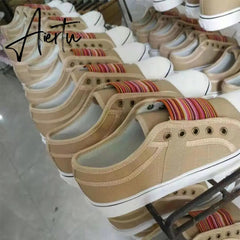 Aiertu Women's Sneakers Slip on Hollow Out Woman Flats Ladies Loafers Casual Female Vulcanized Shoes Sewing Fashion Women Shoes Aiertu