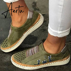 Aiertu Women's Sneakers Slip on Hollow Out Woman Flats Ladies Loafers Casual Female Vulcanized Shoes Sewing Fashion Women Shoes Aiertu