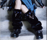 Aiertu Y2K Girl Harajuku Punk Golita Lolita leg warmers spice Women Winter Streetwear furry studed chain cross Leg warmer leg warmers Aiertu